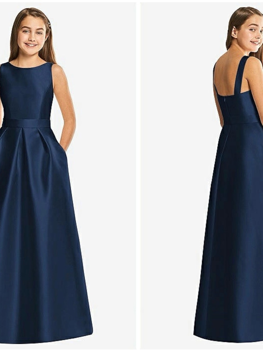 Alfred Sung Dessy Junior Collection Sophia Blue Sleeveless Gown Pleated A-line